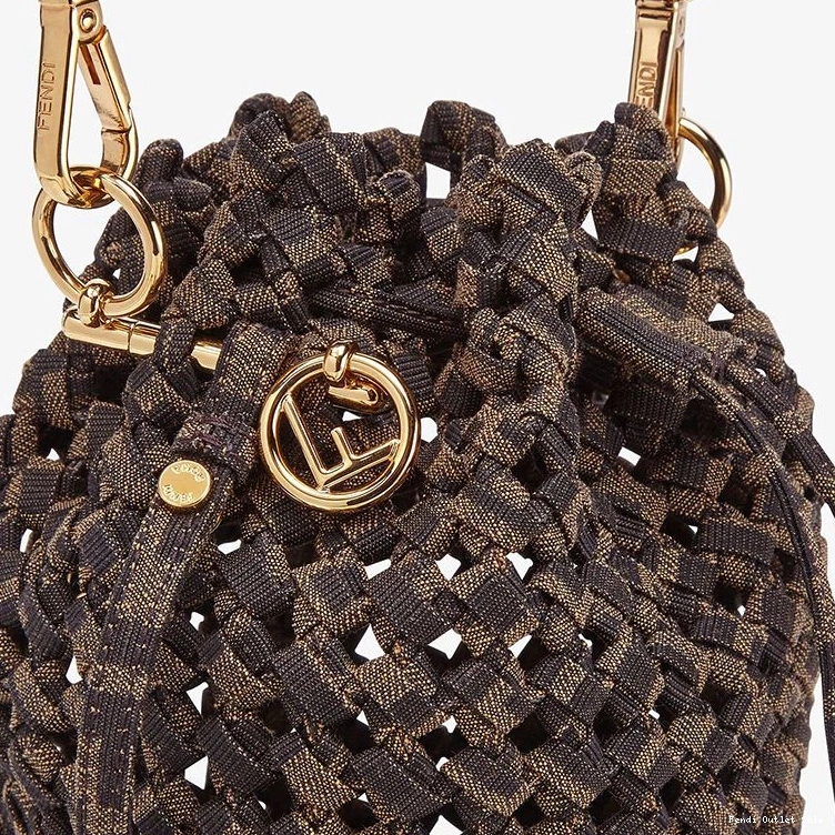 Affordable Mini Tresor Fabric Interlace Bag Fendi Coffee Mon Bucket In 0730